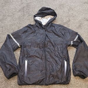 Zyia Activ Women Black Hooded Jacket Sporty Athletic Sz L Full Zip